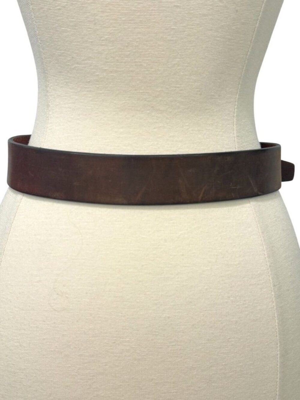 Sundance Leather Belt in Warm Brown with Distressed Silver Buckle - Picture 6 of 15
